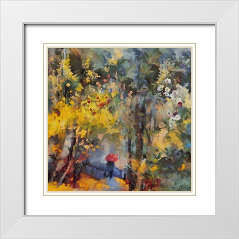 Romantic Path IV White Modern Wood Framed Art Print with Double Matting by Medeiros, Celito
