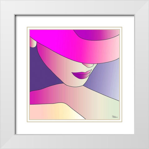 Girl with Purple Hat II White Modern Wood Framed Art Print with Double Matting by Medeiros, Celito