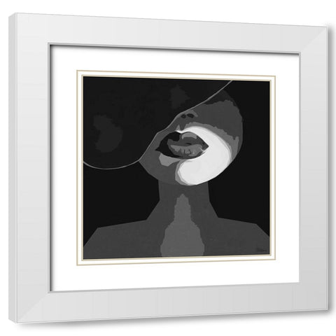 Face BW3 White Modern Wood Framed Art Print with Double Matting by Medeiros, Celito