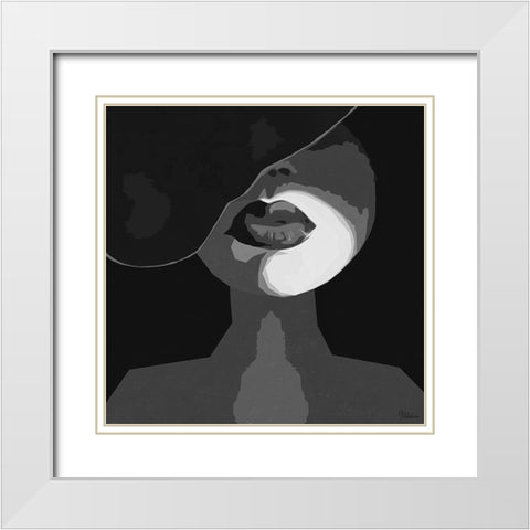 Face BW3 White Modern Wood Framed Art Print with Double Matting by Medeiros, Celito