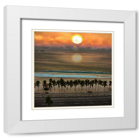 Sunset over the Ocean White Modern Wood Framed Art Print with Double Matting by Medeiros, Celito
