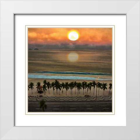 Sunset over the Ocean White Modern Wood Framed Art Print with Double Matting by Medeiros, Celito