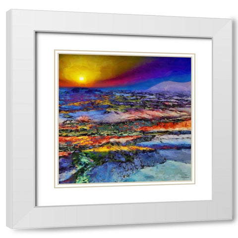 Colorful Sunset White Modern Wood Framed Art Print with Double Matting by Medeiros, Celito