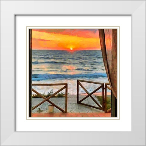 View from the Beach House White Modern Wood Framed Art Print with Double Matting by Medeiros, Celito