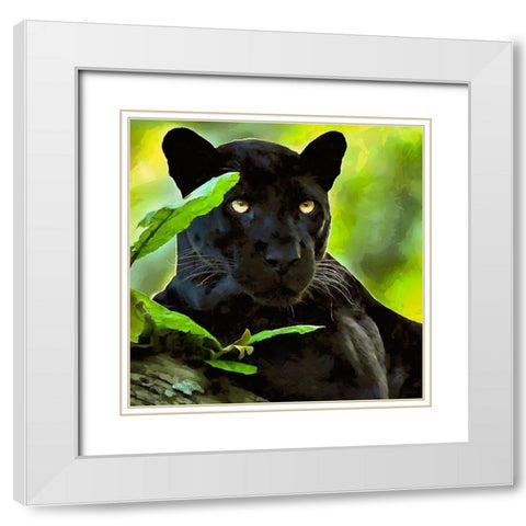 Black Panther White Modern Wood Framed Art Print with Double Matting by Medeiros, Celito