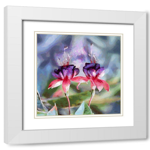 Two Purple Orchids White Modern Wood Framed Art Print with Double Matting by Medeiros, Celito