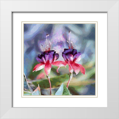 Two Purple Orchids White Modern Wood Framed Art Print with Double Matting by Medeiros, Celito