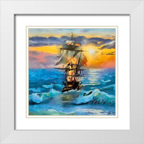Boat Santa Maria II White Modern Wood Framed Art Print with Double Matting by Medeiros, Celito
