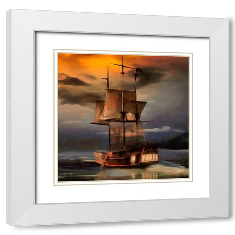Boat Santa Maria IV White Modern Wood Framed Art Print with Double Matting by Medeiros, Celito