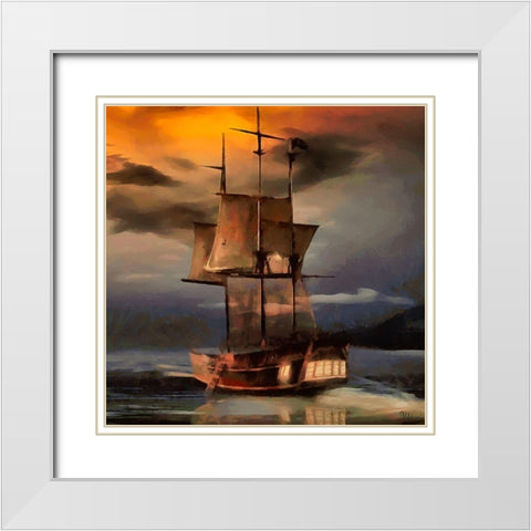 Boat Santa Maria IV White Modern Wood Framed Art Print with Double Matting by Medeiros, Celito