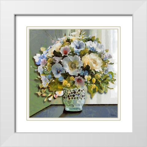 Vase with Flowers White Modern Wood Framed Art Print with Double Matting by Medeiros, Celito
