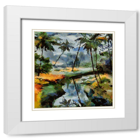 Tropical River White Modern Wood Framed Art Print with Double Matting by Medeiros, Celito