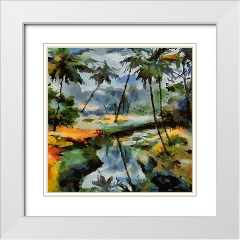 Tropical River White Modern Wood Framed Art Print with Double Matting by Medeiros, Celito