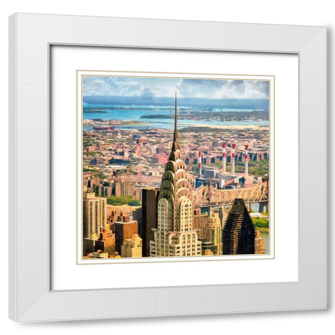 View to Chrysler Building N.Y. White Modern Wood Framed Art Print with Double Matting by Medeiros, Celito