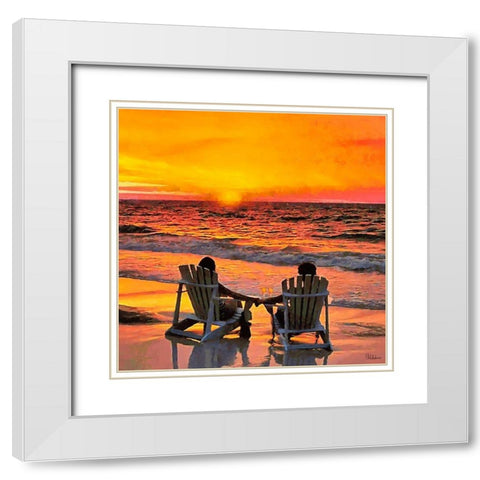 Romantic Sunset White Modern Wood Framed Art Print with Double Matting by Medeiros, Celito