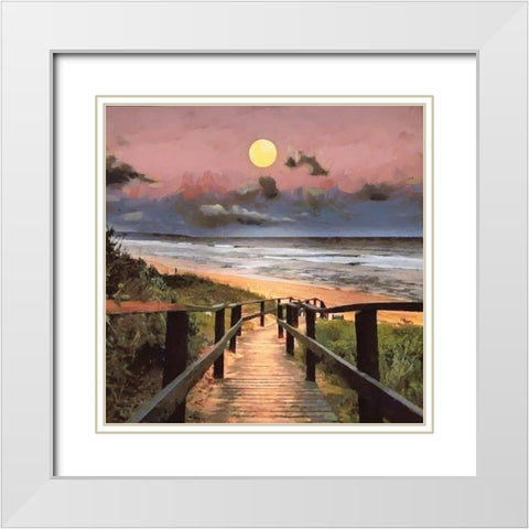 Steps to the Beach White Modern Wood Framed Art Print with Double Matting by Medeiros, Celito