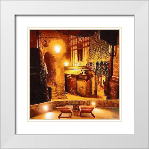 Light in old Town White Modern Wood Framed Art Print with Double Matting by Medeiros, Celito