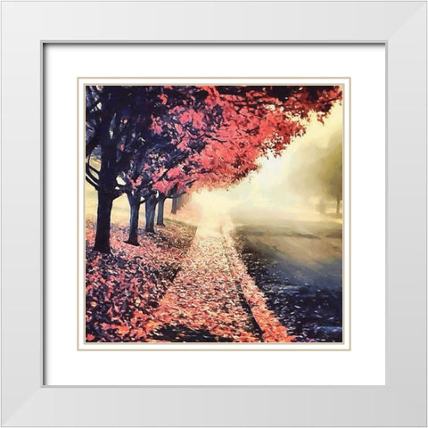 Autumn Way White Modern Wood Framed Art Print with Double Matting by Medeiros, Celito