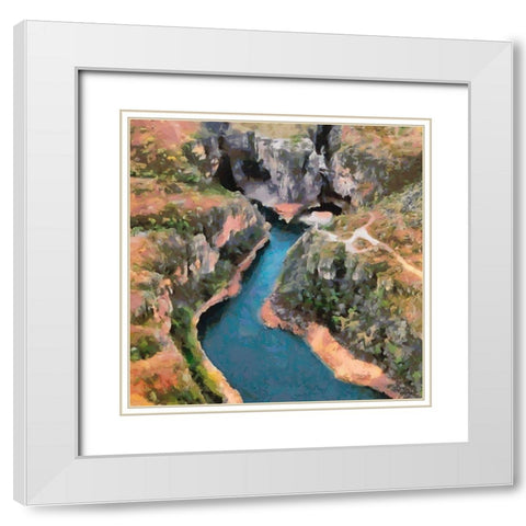 Deep canyon with River White Modern Wood Framed Art Print with Double Matting by Medeiros, Celito