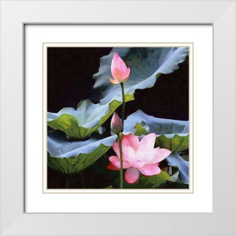 Watter Lilly White Modern Wood Framed Art Print with Double Matting by Medeiros, Celito
