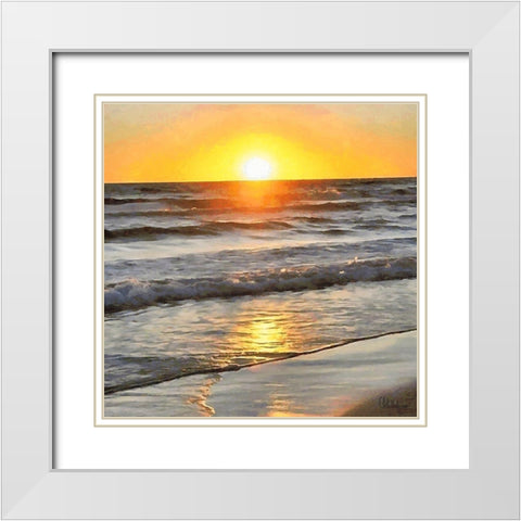 Golden Sunset I White Modern Wood Framed Art Print with Double Matting by Medeiros, Celito