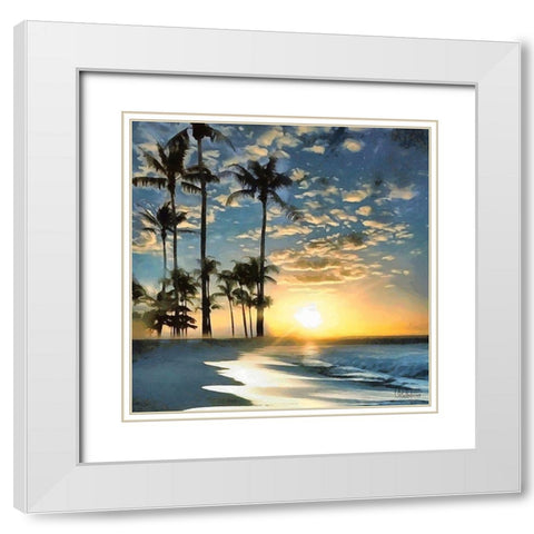 Golden Sunset II White Modern Wood Framed Art Print with Double Matting by Medeiros, Celito