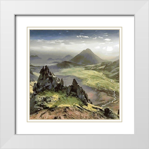 Sunset over the Mountains II White Modern Wood Framed Art Print with Double Matting by Medeiros, Celito