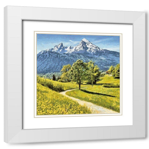 Alps in Spring White Modern Wood Framed Art Print with Double Matting by Medeiros, Celito
