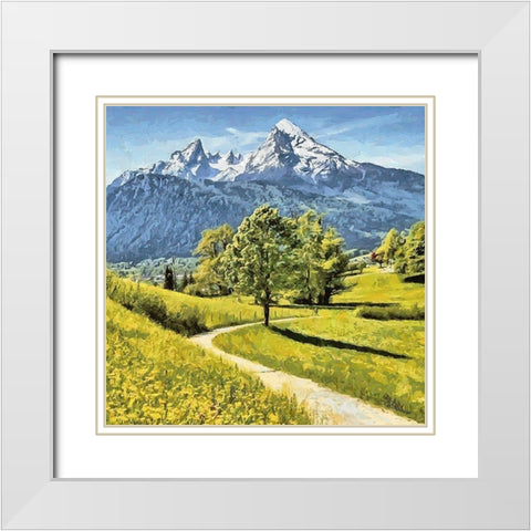 Alps in Spring White Modern Wood Framed Art Print with Double Matting by Medeiros, Celito