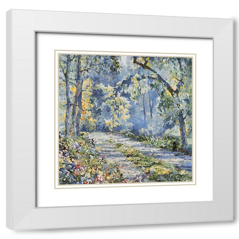 Landscapes in Monet Style II White Modern Wood Framed Art Print with Double Matting by Medeiros, Celito