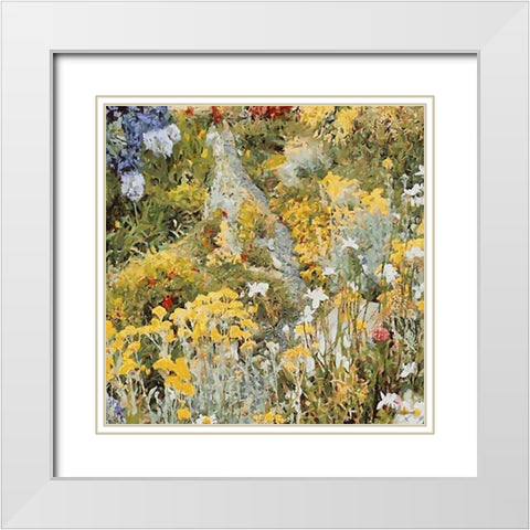 Landscapes in Monet Style III White Modern Wood Framed Art Print with Double Matting by Medeiros, Celito