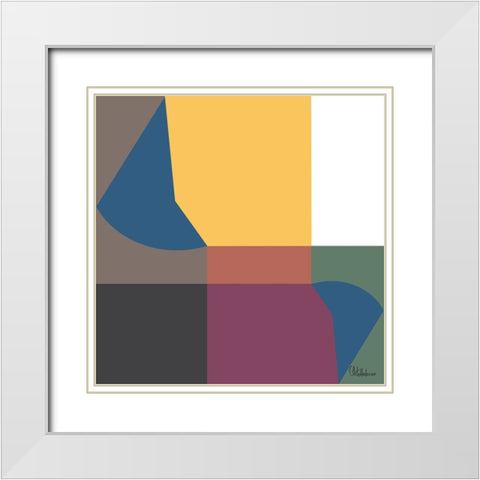 A Game with Abstract Shapes I White Modern Wood Framed Art Print with Double Matting by Medeiros, Celito