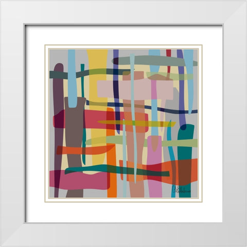 A Game with Abstract Shapes IV White Modern Wood Framed Art Print with Double Matting by Medeiros, Celito