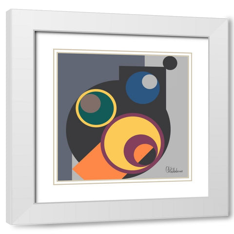 A Game with Abstract Shapes VII White Modern Wood Framed Art Print with Double Matting by Medeiros, Celito