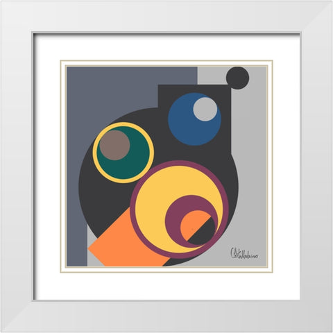 A Game with Abstract Shapes VII White Modern Wood Framed Art Print with Double Matting by Medeiros, Celito