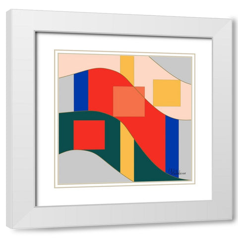 A Game with Abstract Shapes XI White Modern Wood Framed Art Print with Double Matting by Medeiros, Celito