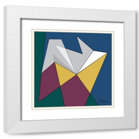A Game with Abstract Shapes XII White Modern Wood Framed Art Print with Double Matting by Medeiros, Celito