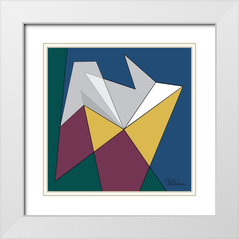 A Game with Abstract Shapes XII White Modern Wood Framed Art Print with Double Matting by Medeiros, Celito