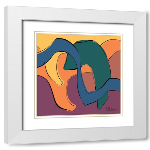A Game with Abstract Shapes XIII White Modern Wood Framed Art Print with Double Matting by Medeiros, Celito