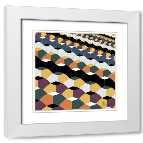 A Game with Abstract Shapes XIV White Modern Wood Framed Art Print with Double Matting by Medeiros, Celito
