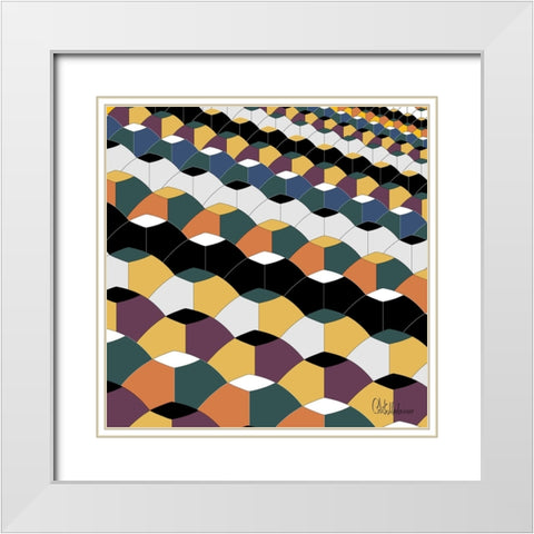 A Game with Abstract Shapes XIV White Modern Wood Framed Art Print with Double Matting by Medeiros, Celito