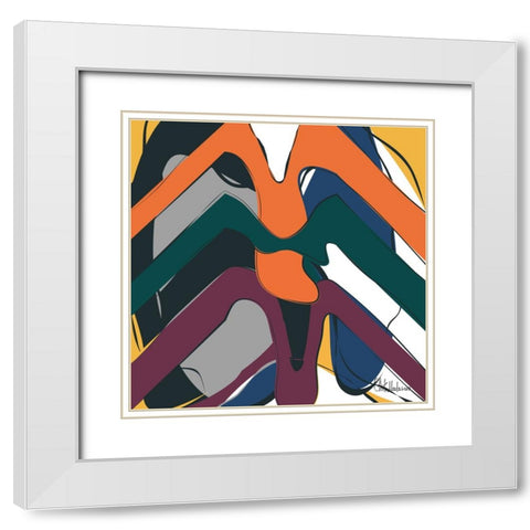 A Game with Abstract Shapes XV White Modern Wood Framed Art Print with Double Matting by Medeiros, Celito