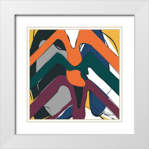 A Game with Abstract Shapes XV White Modern Wood Framed Art Print with Double Matting by Medeiros, Celito