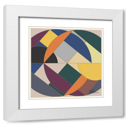 A Game with Abstract Shapes XVII White Modern Wood Framed Art Print with Double Matting by Medeiros, Celito