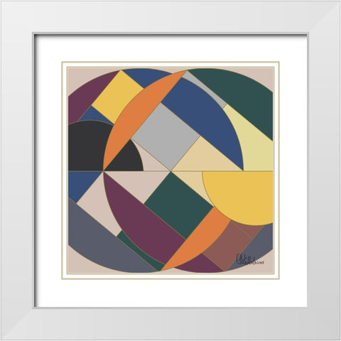 A Game with Abstract Shapes XVII White Modern Wood Framed Art Print with Double Matting by Medeiros, Celito