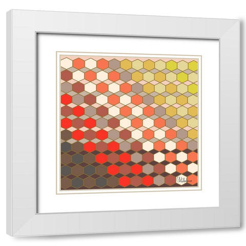A Game with Abstract Shapes XXII White Modern Wood Framed Art Print with Double Matting by Medeiros, Celito