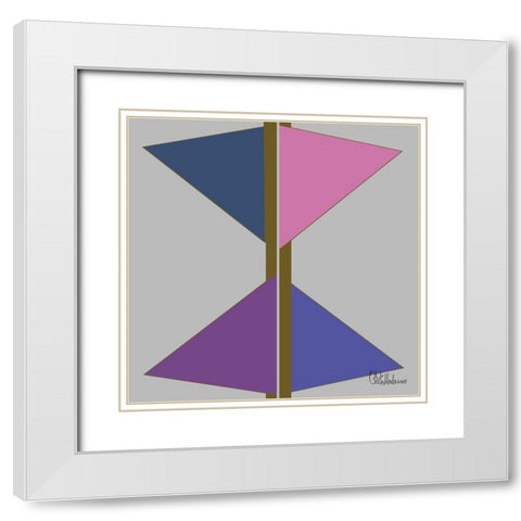A Game with Abstract Shapes XXV White Modern Wood Framed Art Print with Double Matting by Medeiros, Celito
