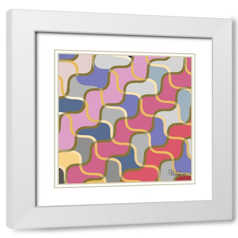 A Game with Abstract Shapes XXVIII White Modern Wood Framed Art Print with Double Matting by Medeiros, Celito