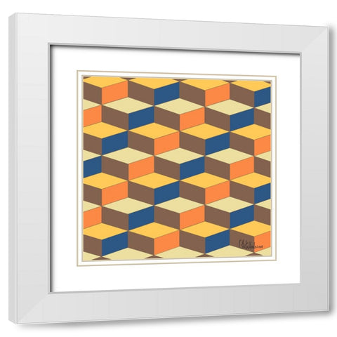 A Game with Abstract Shapes XXX White Modern Wood Framed Art Print with Double Matting by Medeiros, Celito