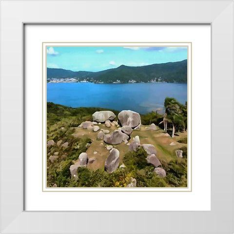 Big Stones near the Sea White Modern Wood Framed Art Print with Double Matting by Medeiros, Celito